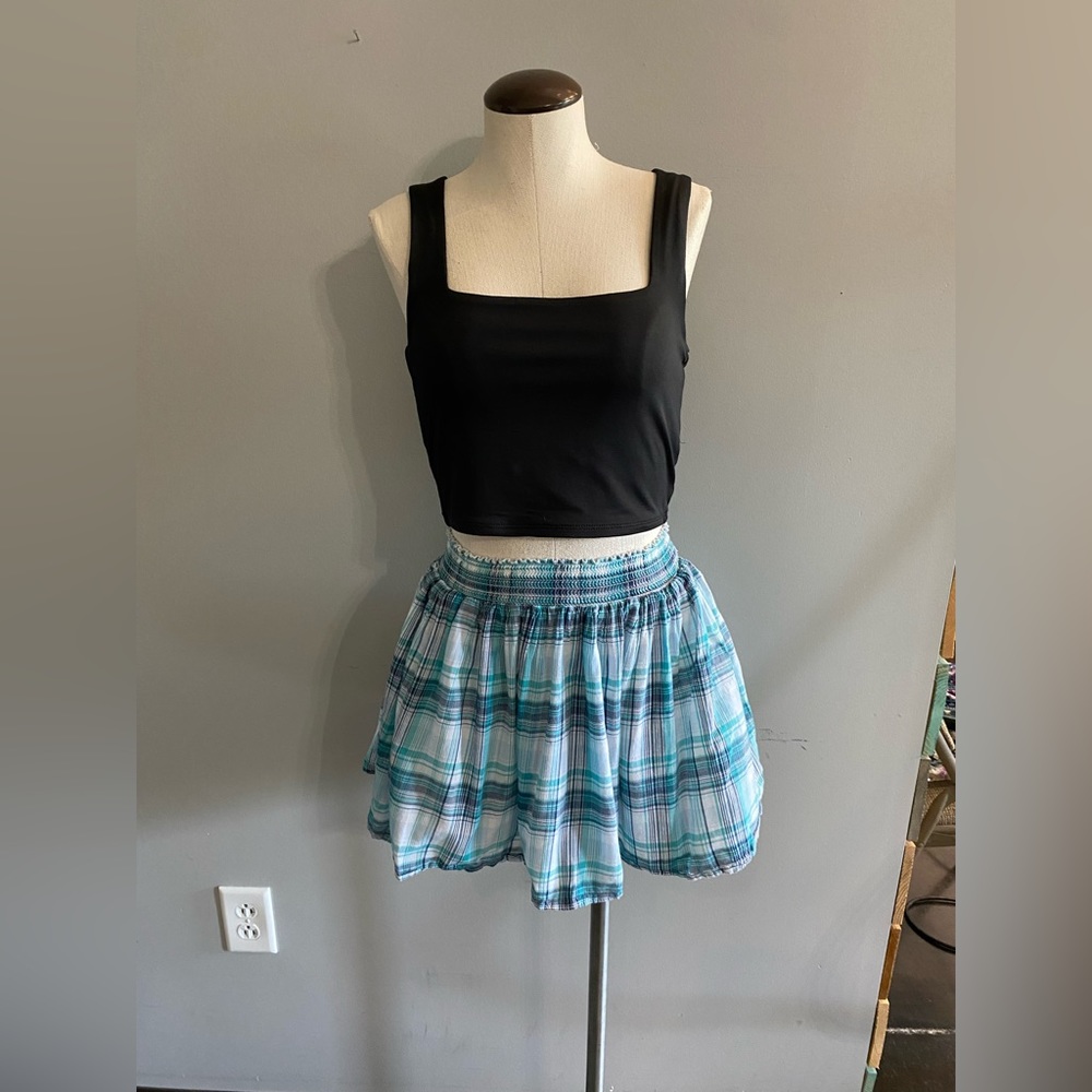 Blue Plaid Mini Skirt 🐳🥥